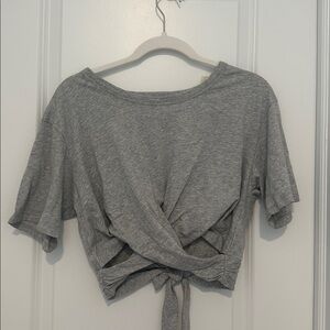 Aerie Heather Gray Casual Tee with Bow